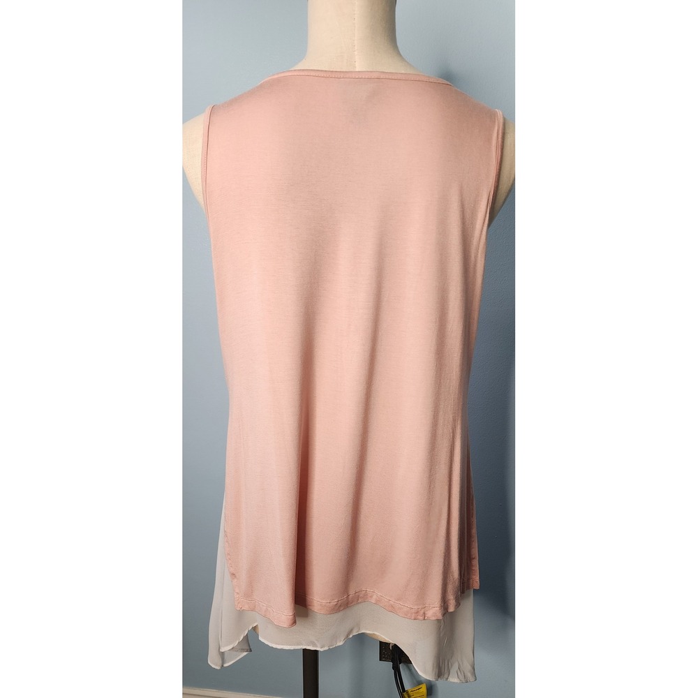 Worthington Tank Top Womens Large Soft Pink Double Layer Chiffon Sharkbite Hem - Picture 4 of 9